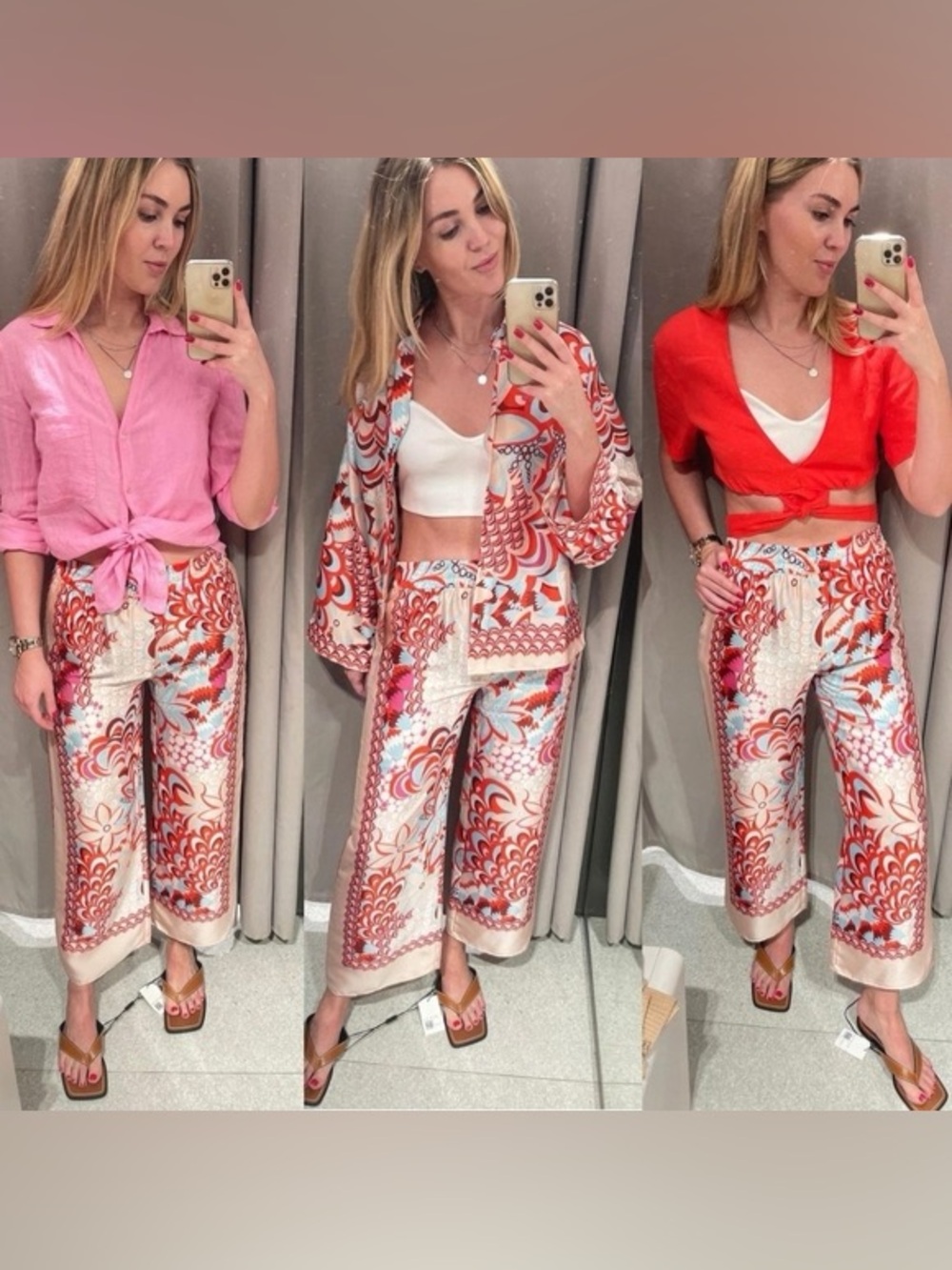 NWT • ZARA Printed Wide Leg Satin Pants – Size XXL (US 14-16)